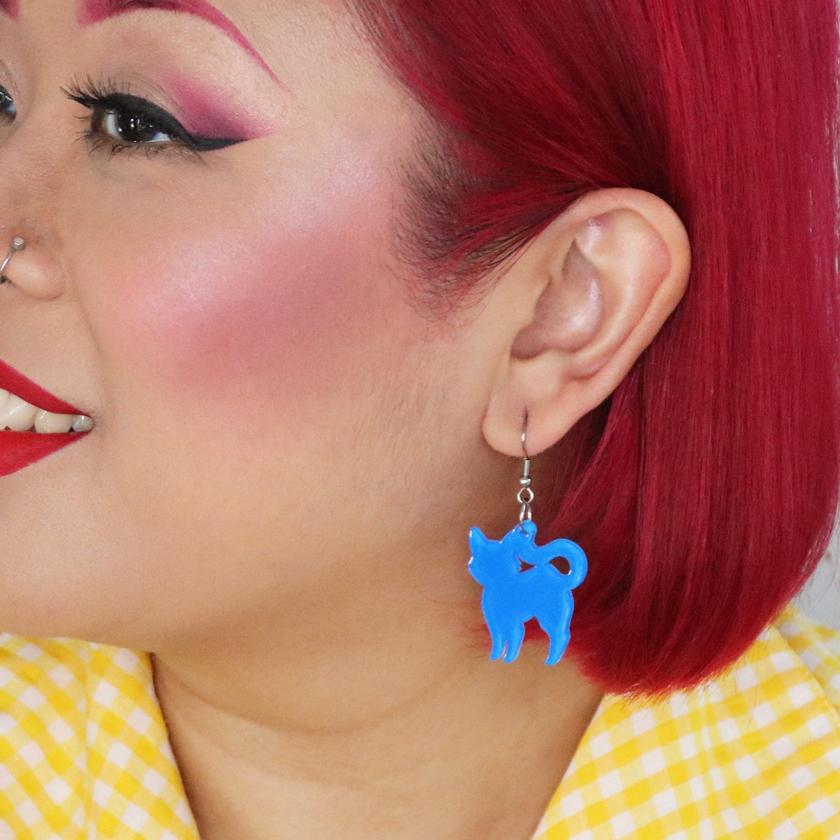 Erstwilder Essentials Pussy Cat Bubble Resin Drop Earrings - Blue EE1012-BU3000