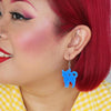 Pussy Cat Bubble Resin Drop Earrings - Blue