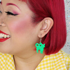 Erstwilder Essentials Pussy Cat Bubble Resin Drop Earrings - Green EE1012-BU4000