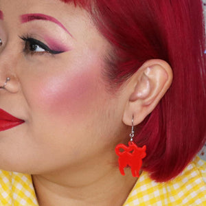 Erstwilder Essentials Pussy Cat Bubble Resin Drop Earrings - Red EE1012-BU1000