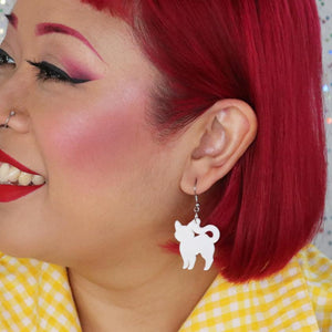 Erstwilder Essentials Pussy Cat Bubble Resin Drop Earrings - White EE1012-BU8000