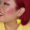 Pussy Cat Bubble Resin Drop Earrings - Yellow