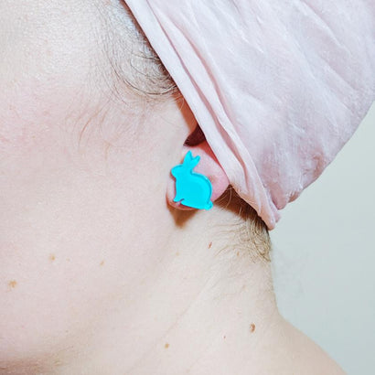 Erstwilder Essentials Bunny Bubble Resin Stud Earrings - Teal EE0007-BU4400