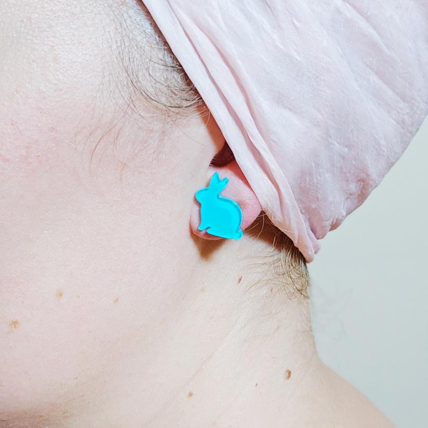 Erstwilder Essentials Bunny Bubble Resin Stud Earrings - Teal EE0007-BU4400