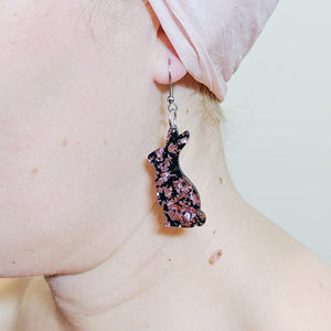 Erstwilder Essentials Bunny Chunky Glitter Resin Drop Earrings - Pink EE1007-CG2000