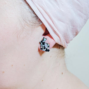Erstwilder Essentials Bunny Chunky Glitter Resin Stud Earrings - Holographic Silver EE0007-CG0272