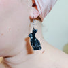 Bunny Textured Resin Drop Earrings - Black