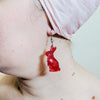 Bunny Textured Resin Drop Earrings - Red