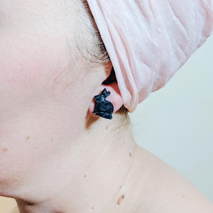 Erstwilder Essentials Bunny Textured Resin Stud Earrings - Black EE0007-RI7000