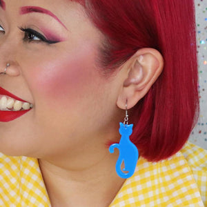 Erstwilder Essentials Sitting Cat Bubble Resin Drop Earrings - Blue EE1017-BU3000