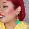 Erstwilder Essentials Sitting Cat Bubble Resin Drop Earrings - Green EE1017-BU4000