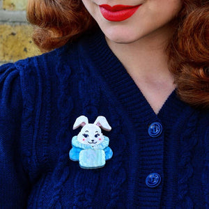 Erstwilder Snuggly Buffy Bunny Brooch BH6934-8010