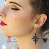 Starburst Chunky Glitter Resin Drop Earrings - Black