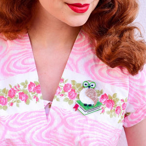 Erstwilder Studious Snow Owl Brooch BH5911-4090