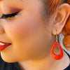 Teardrop Ripple Resin Drop Earrings - Red
