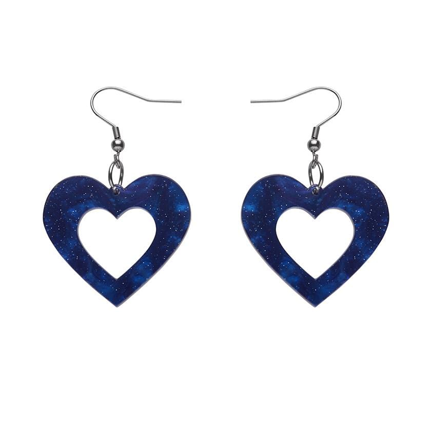 Erstwilder Essentials Heart Ripple Glitter Resin Drop Earrings - Blue EE1005-RG3000