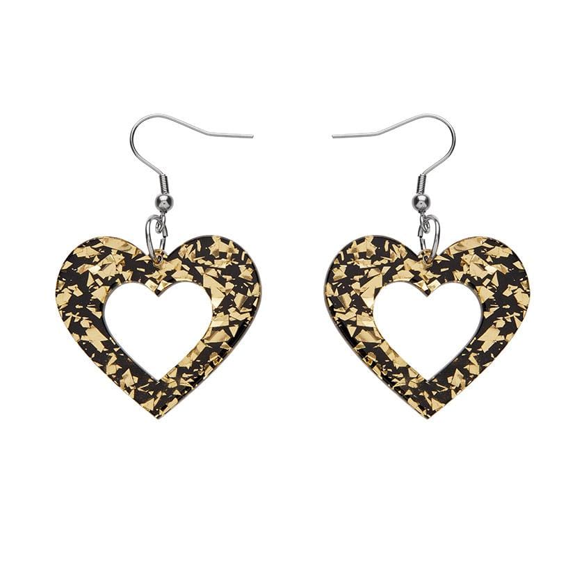 Erstwilder Essentials Heart Chunky Glitter Resin Drop Earrings - Yellow EE1005-CG6000