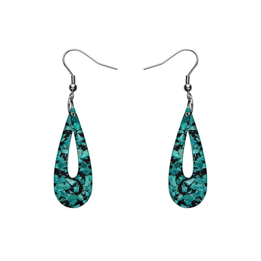 Erstwilder Essentials Rain Drop Chunky Glitter Resin Drop Earrings - Teal EE1016-CG4400