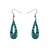 Rain Drop Chunky Glitter Resin Drop Earrings - Teal
