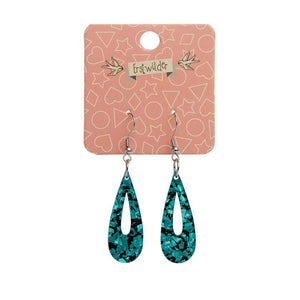 Erstwilder Essentials Rain Drop Chunky Glitter Resin Drop Earrings - Teal EE1016-CG4400