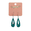 Rain Drop Chunky Glitter Resin Drop Earrings - Teal