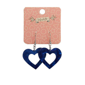 Erstwilder Essentials Heart Ripple Glitter Resin Drop Earrings - Blue EE1005-RG3000