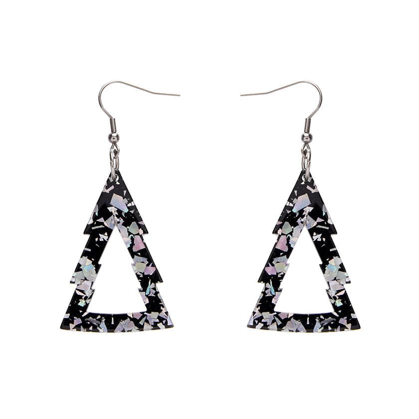 Erstwilder Essentials Tree Chunky Glitter Resin Drop Earrings - Holographic Silver EE1010-CG7200