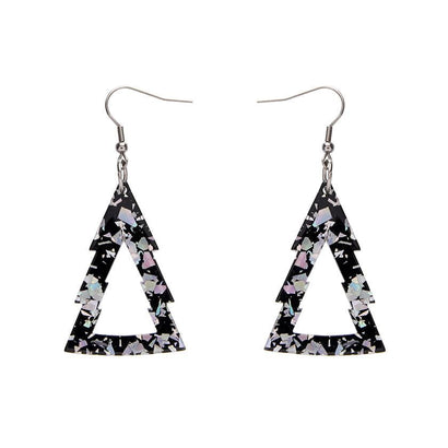 Erstwilder Essentials Tree Chunky Glitter Resin Drop Earrings - Holographic Silver EE1010-CG7200