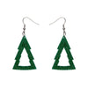 Tree Glitter Drop Earrings - Green