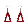Tree Glitter Resin Drop Earrings - Red