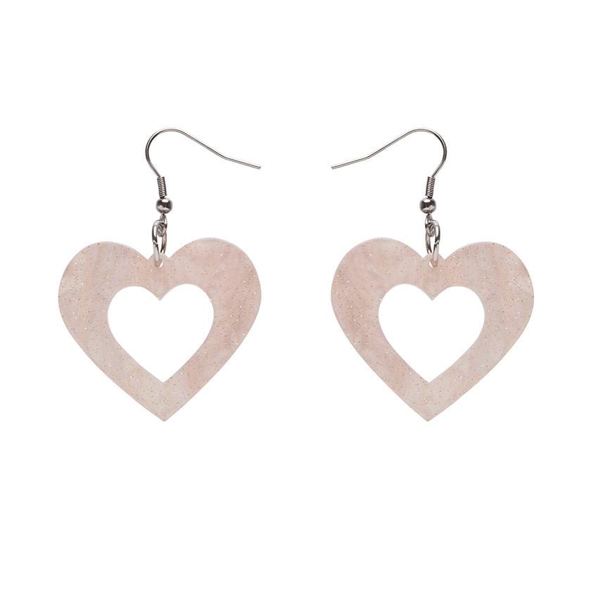 Erstwilder Essentials Heart Ripple Glitter Resin Drop Earrings - Pink EE1005-RG2000