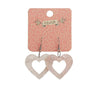 Heart Ripple Glitter Resin Drop Earrings - Pink