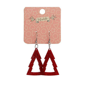 Erstwilder Essentials Tree Glitter Resin Drop Earrings - Red EE1010-SG1000