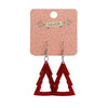 Tree Glitter Resin Drop Earrings - Red