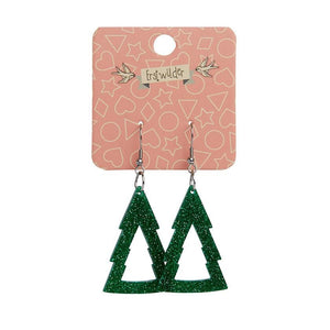 Erstwilder Essentials Tree Glitter Drop Earrings - Green EE1010-SG4000