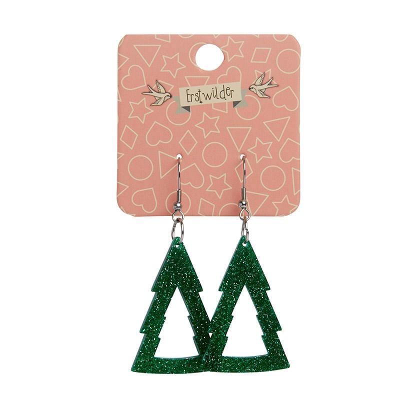 Erstwilder Essentials Tree Glitter Drop Earrings - Green EE1010-SG4000