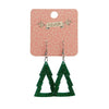 Tree Glitter Drop Earrings - Green