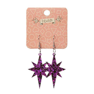Erstwilder Essentials Starburst Chunky Glitter Resin Drop Earrings - Purple EE1002-CG5000