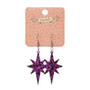 Starburst Chunky Glitter Resin Drop Earrings - Purple