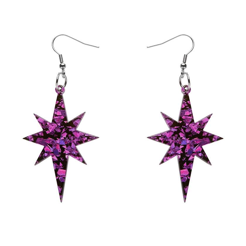 Erstwilder Essentials Starburst Chunky Glitter Resin Drop Earrings - Purple EE1002-CG5000