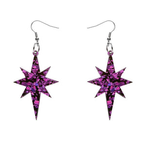 Erstwilder Essentials Starburst Chunky Glitter Resin Drop Earrings - Purple EE1002-CG5000