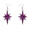 Starburst Chunky Glitter Resin Drop Earrings - Purple