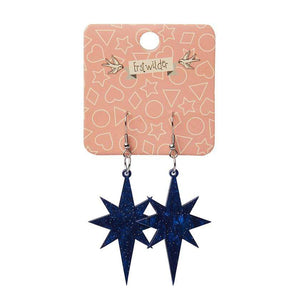 Erstwilder Essentials Starburst Ripple Glitter Resin Drop Earrings - Dark Blue EE1002-RG3100