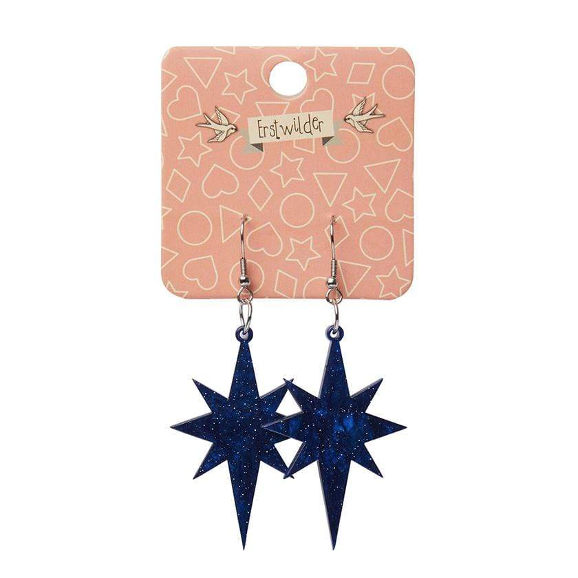 Erstwilder Essentials Starburst Ripple Glitter Resin Drop Earrings - Dark Blue EE1002-RG3100