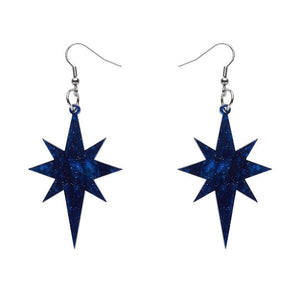 Erstwilder Essentials Starburst Ripple Glitter Resin Drop Earrings - Dark Blue EE1002-RG3100