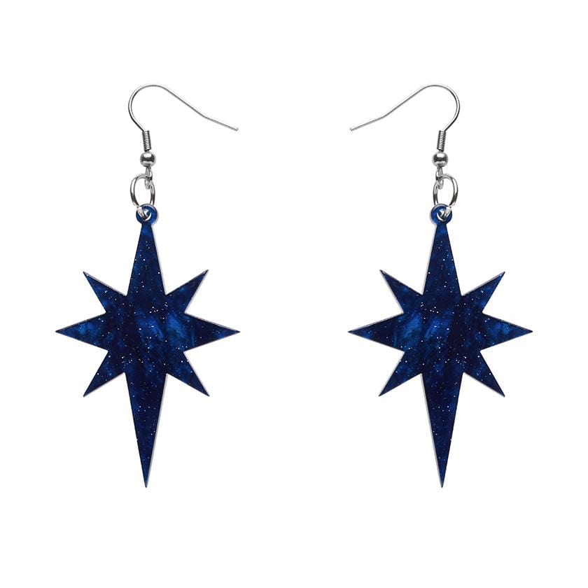 Erstwilder Essentials Starburst Ripple Glitter Resin Drop Earrings - Dark Blue EE1002-RG3100