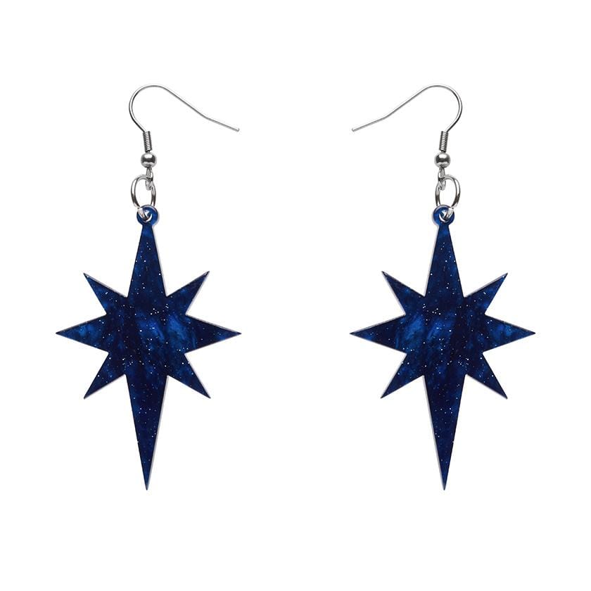 Erstwilder Essentials Starburst Ripple Glitter Resin Drop Earrings - Dark Blue EE1002-RG3100