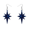 Starburst Ripple Glitter Resin Drop Earrings - Dark Blue