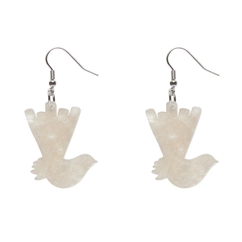 Erstwilder Essentials Wagtail Ripple Glitter Resin Drop Earrings - Cream EE1024-RG8100