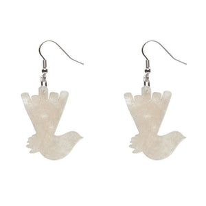 Erstwilder Essentials Wagtail Ripple Glitter Resin Drop Earrings - Cream EE1024-RG8100